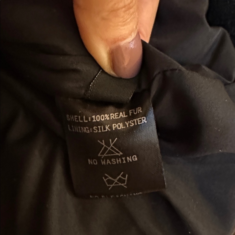 Black Fur and Puffer Hooded Jacket - Picture 3 of 3